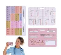 EKG Badge Card - Guía de referencia para interpretación rápida de ECG | 3 piezas Cardiac Badge Accessories for RN Clinicals ER ICU Telemetry, Pocket Size Charts, Clear Print, Durabled Lamination Work