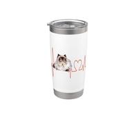 EKG con latidos del corazón de un gato del Himalaya, divertido: «Amo a mi gato» Vaso térmico de acero inoxidable de doble pared