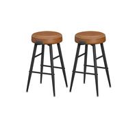 VASAGLE EKHO Colección - Juego de 2 Taburetes de Bar, Taburetes de Cocina, Taburetes de Desayuno, Cuero Sintético con Costuras, 63 cm de Alto, Silla Comedor, Fácil Montaje, Marrón Caramelo LBC080K01