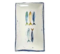 Ekilikua Home Vajilla de cerámica con dibujos de peces | Cuenco Cerámica | Plato de Cocina | Fuente Vajilla de Porcelana Vintage Diseño | Ideas de Regalos Hogar (20X13, FUENTE PECES)