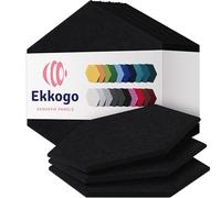 Ekkogo Paneles acústicos Paquete de 12 paneles de pared insonorizados de 12 x 10 x 0.4 pulgadas, paneles de sonido de alta densidad, hexágono negro profundo