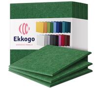 Ekkogo Paneles acústicos Paquete de 12 paneles de pared insonorizados de 12 x 12 x 0.4 pulgadas, paneles de sonido de alta densidad de amortiguación de sonido - [Cuadrado verde oscuro]
