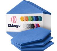 Ekkogo Paneles acústicos, paquete de 12 paneles de pared insonorizados de 14 x 12.1 x 0.4 pulgadas, amortiguación de sonido de alta densidad, hexagonal azul grandioso
