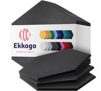 Ekkogo Paneles acústicos Paquete de 12 paneles de pared insonorizados de 14 x 13 x 0.4 pulgadas, paneles de sonido de alta densidad, hexágono gris oscuro]