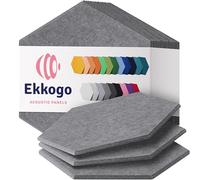 Ekkogo Paneles acústicos Paquete de 12 paneles de pared insonorizados de 14 x 13 x 0.4 pulgadas, paneles de sonido de alta densidad, paneles de amortiguación de sonido [Pebble Gray Hexagon]