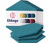 Ekkogo Paneles acústicos, paquete de 12 paneles de pared insonorizados, paneles de sonido de alta densidad de 30,5 x 25,4 x 1,1 cm, hexágono turquesa claro