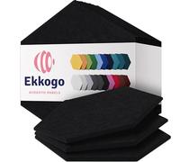 Ekkogo Paneles acústicos, paquete de 12 paneles de pared insonorizados, paneles de sonido de alta densidad de 35.5 x 33.0 x 1.0 cm, hexágono negro profundo
