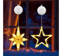 EKKONG Luces Navidad Ventana Interior 2 Piezas Exterior Luz Cortina Decorar Ventanas Navidad Luces Pentagrama y Polaris Led para Nochebuena, Año Nuevo, Fiestas y Bodas