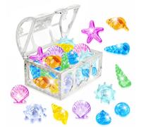 EKKONG Set de Gemas Coloridos, Gemas Piratas de Acrílico, 36 Piedras Preciosas de Buceo con 1 Cofre Pirata, Juguetes de Piscina Diving Gems para Piscinas, Playas y Búsquedas del Tesoro (Plata)