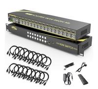 eKL Conmutador KVM HDMI de 16 puertos soporta conmutación de teclas de acceso rápido de hasta 4K a 60Hz 4:4:4 16 PC para compartir portátiles con un juego de teclado y mouse