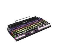 Eklectik clásico Typewriter Keyboard inalámbrico Bluetooth, mecánico de 83 teclas, 14 modos de luz LED, USB C, interruptores azules, teclado con cable o inalámbrico, compatible con PC, computadora