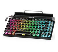 Eklectik clásico Typewriter Keyboard inalámbrico Bluetooth, mecánico de 83 teclas, 14 modos de luz LED, USB C, interruptores azules, teclado con cable o inalámbrico, compatible con PC, computadora