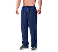 EKLENKSON - Pantalones para Hombre de Chándal para Hombre con Forro de Malla Bolsillos con Cremallera Parte Inferior Abierta