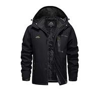 EKLENTSON Mens Walking Jacket Winter Waterproof Fleece Snow Clothes Zip Pockets with Hood Black