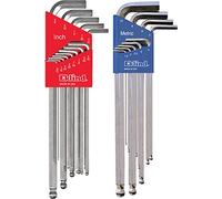 Eklind Tool 17322 Bright Ball-Hex L-Key Allen Wrench Combo-Extra Long Inch/MM (2 Sets 22pc) Juego de Llaves Brillante-13 Pulgadas y 9 Piezas largas, Unisex, Multicolor, Talla única