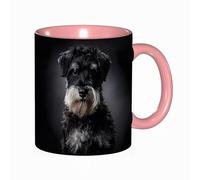 EKLMPS Tazas de Café,Taza de Cerámica para Té y Café,330ml/11oz,Regalos original,Aniversarios,nupical,desayuno,Románticos,Retrato de perro Schnauzer sobre fondo gris oscuro, adorable mascota