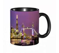 EKLMPS Tazas de Café,Taza de Cerámica para Té y Café,330ml/11oz,Regalos original,Aniversarios,nupical,desayuno,Románticos,Vista del Puente de la Torre al atardecer - Londres