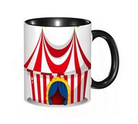 EKLMPS Tazas de Café,Taza de Cerámica para Té y Café,330ml/11oz,Regalos original,Aniversarios,nupical,desayuno,Románticos,Decoraciones de circo, circo retro con bandera, festividad nostálgica y divert
