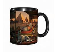 EKLMPS Tazas de Café,Taza de Cerámica para Té y Café,330ml/11oz,Regalos original,Aniversarios,nupical,desayuno,Románticos,Leopardo de Egipto La antigua dama egipcia del sexo y un guepardo domesticado
