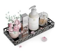 EKNITEY Bandeja de tocador para encimera de baño, bandeja decorativa rectangular pequeña de 11 pulgadas, organizador de encimera de baño negro para perfume, maquillaje, joyería cosmética