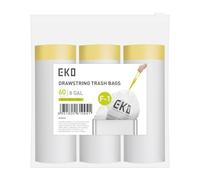 EKO - 60 bolsas de basura con cordón, 30 l, extrafuertes, rollo de dispensación fácil, transparentes, código F-1, ajuste personalizado, extralargas, para cubos de reciclaje de dos compartimentos