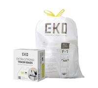 EKO 8 Gallon Trash Bags Drawstring 1.2 Mil - 80 Count White Medium Garbage Bags Unscented, 30 Liter Plastic Kitchen Trash Bags with Easy-Dispense, Code F-1