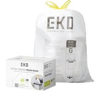 EKO - Bolsas de Basura 50-90 L | 60 Unidades | Con Asas Autocierre, Extrafuertes y Antigoteo, Para Cubo de Cocina y Hogar, Blancas - Código G