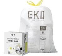 EKO - Bolsas de Basura - Código E - 80 Unidades - 25-35 L - Extrafuertes Antifugas con Cordón - Blancas - Para Cubo Alto de Cocina