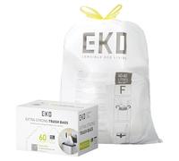 EKO - Bolsas de Basura - Código F - 60 Unidades - 40-60 L - Extrafuertes Antigoteo con Asas Autocierre - Blancas - para Cocina y Hog