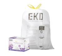 EKO - Bolsas de basura con cordón, 60 unidades, para cubos de 50-90 L, extrarresistentes, aroma lavanda, control continuo de olores, rollo de fácil dispensación, para cocina y hogar, código G, blanco