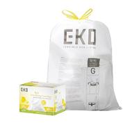 EKO - Bolsas de basura con cordón, 60 unidades, para cubos de 50-90 L, extrarresistentes, aroma limón, control continuo de olores, rollo de fácil dispensación, para cocina y hogar, código G, blanco