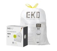 EKO Bolsas de basura con cordón de 10.6 galones/35-40 litros, 110 bolsas de basura altas de alta resistencia, extrafuertes, resistentes a fugas, sin perfume, blanco, código M