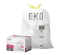 EKO - Bolsas de basura con cordón de 80 l, extrafuertes, perfume floral fresco, con control continuo de olores, rollo de dispensación fácil de 60 unidades, para cocina y hogar, código G, blancas