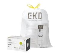 EKO Bolsas de basura con cordón de 9.3 galones/30-35 litros, 60 bolsas de basura altas de alta resistencia, extrafuertes, resistentes a fugas, sin perfume, blanco, código K