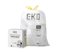 EKO Bolsas de basura extralargas con cordón, bolsas de basura de 30 litros, 100 bolsas, extrafuertes, caja de acceso rápido, ajuste perfecto para cubos de reciclaje, a prueba de fugas, color blanco