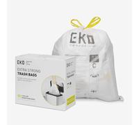 EKO - Bolsas de Basura Pequeñas 10-15 L | 80 Unidades | Con Cordón Resistente, Ideales para Baño y Oficina, Blancas - Código C