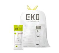EKO Bolsas de basura tamaño E para cubos de cocina, capacidad de 25 a 35 litros, bolsas extrafuertes con asas de cordón, 12 bolsas, color blanco