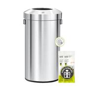 EKO Bote de Basura con Parte Superior Abierta, Acabado de Acero Inoxidable Cepillado, 90 litros