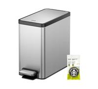 EKO Bote de basura delgado y pequeño para baño con tapa, cubo de basura de cocina de acero inoxidable con cubo interior extraíble, 6L / 1.6 galones, cubo de basura