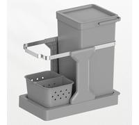 EKO - Bote de Basura Extraíble 24L - Doble Reciclaje Bajo Fregadero - 2 Compartimentos 20L+4L - Silencioso y Suave - Asa y Anillo Removible - Dimensiones 25.5x44.5x45.7