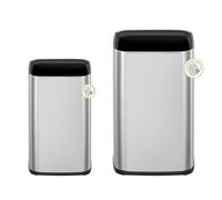 EKO Paquete de 2 botes de basura de acero inoxidable con parte superior abierta con cesta interior extraíble, cubo de basura cuadrado pequeño, 1.8 + 3.2 galones, cubo de basura para cocina, baño,