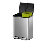 EKO Cubo de Basura Cocina 20L + 20L 2 Compartimentos Esencial | Papelera Reciclaje Acero Inoxidable con Pedal, Cierre Suave | Diseño Compacto y Funcional para Cocina Moderna
