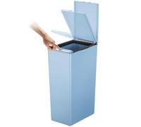 EKO - Cubo de Basura Cocina Morandi - 40 L - Apertura Táctil con Tapa - Borde Interior Extraíble y Sistema Modular para Reciclaje - Azul Titanio