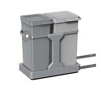 EKO | Cubo de basura cocina reciclable extraíble bajo fregadero de 35l con 2 compartimentos de 20l y 15l | papelera con cierre suave, asa y anillo sujeta bolsa | diseño compacto y fácil de limpiar