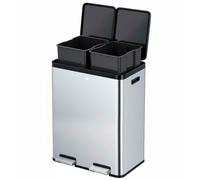 EKO | Cubo de Basura Cocina Reciclaje 30L+30L con Doble Pedal | Papelera Acero Inoxidable Antihuella con Tapa de Resina Elegante | Cubos Separados para Reciclaje y Basura | Diseño Compacto