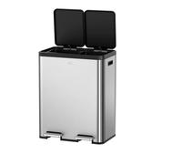 EKO | Cubo de Basura Cocina Reciclaje 30L+30L con Doble Pedal | Papelera Acero Inoxidable Antihuella con Tapa de Resina Elegante | Cubos Separados para Reciclaje y Basura | Diseño Compacto