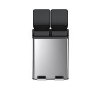 EKO | Cubo de Basura Cocina Reciclaje 30L+30L con Doble Pedal | Papelera Acero Inoxidable Antihuella con Tapa de Resina Elegante | Cubos Separados para Reciclaje y Basura | Diseño Compacto