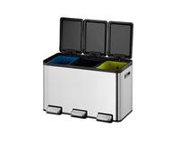 EKO Cubo de Basura Reciclable 10L+10L con Pedal | Acero Inox Antihuella para Cocina | Papelera Doble Compartimento con Cierre Suave