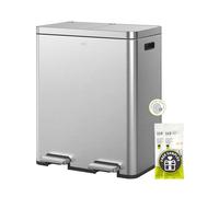 EKO Cubo de basura Edison con 2 compartimentos, 2 x 30 L, con pedales y tapas independientes, sistema de separación de residuos de cocina, doble cubo interior, cierre suave, antihuellas dactilares,