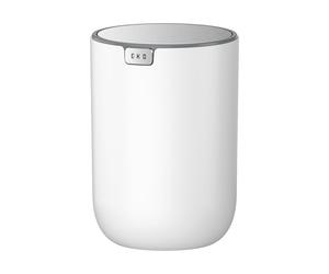 EKO Fandy - Cubo de basura de 1,5 L con tapa abatible, mesa pequeña redonda de 1,5 litros para oficina, hogar, baño, dormitorio, coche (blanco)